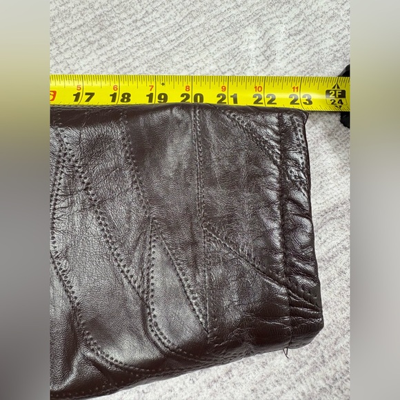 VTG Womens 90s Grunge Patchwork Leather Jacket Size L Brown Edgy Steampunk Artsy - Picture 10 of 13